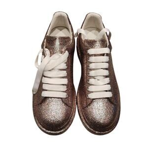 Alexander McQueen Oversized Rose Gold Glitter leather sneakers size 41.5